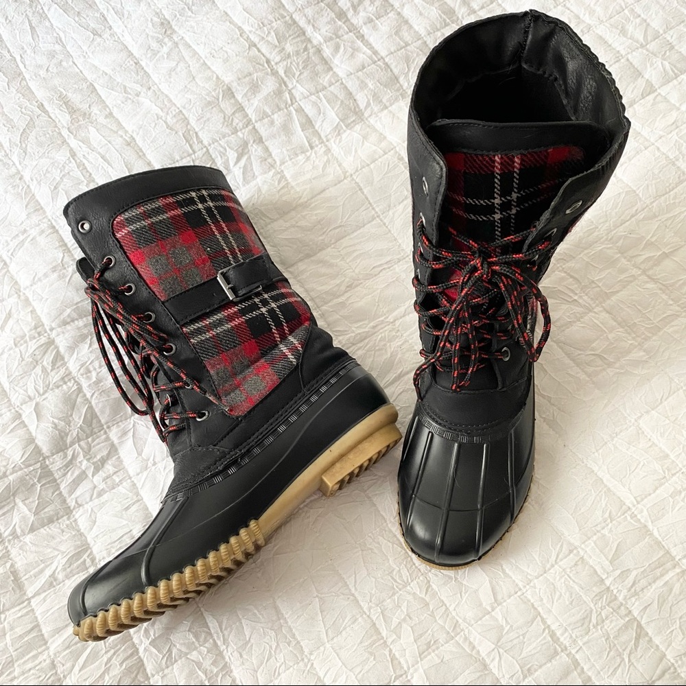 Maurices Whitney Plaid Tall Duck Boots